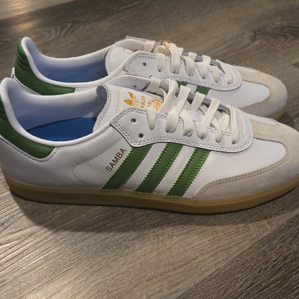 New Adidas Samba  Adv Mens Size 11 White and Green Sneakers W/tag And Box